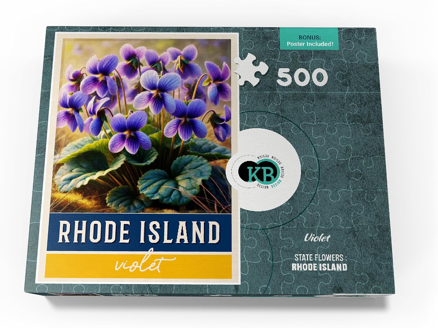 MyPuzzle State Flowers Series: Rhode Island, Violet - Premium 500 Piece Jigsaw Puzzle for Adults