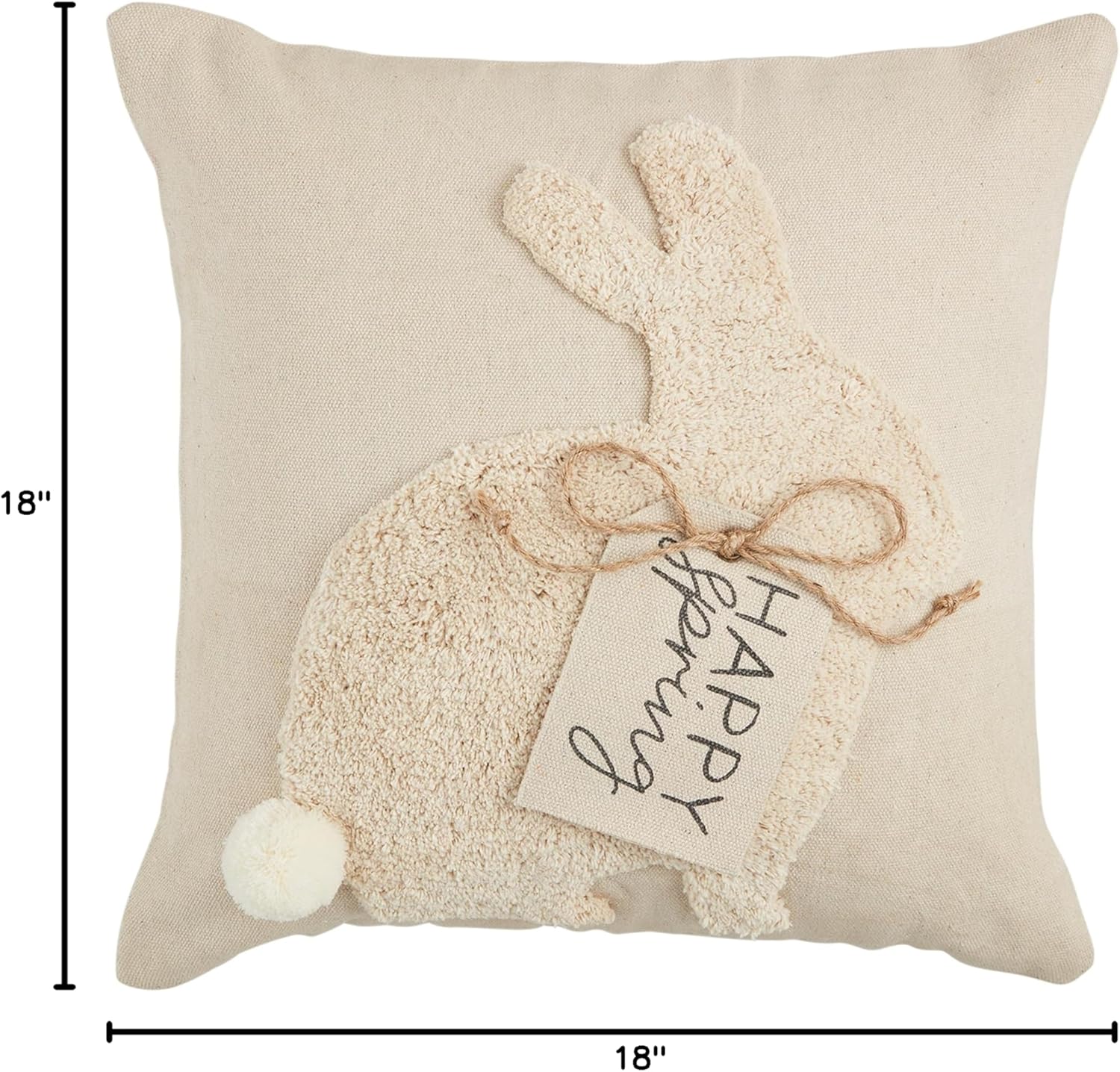 Mud Pie Tufting Bunny Pillow, Sqaure; 18" x 18"