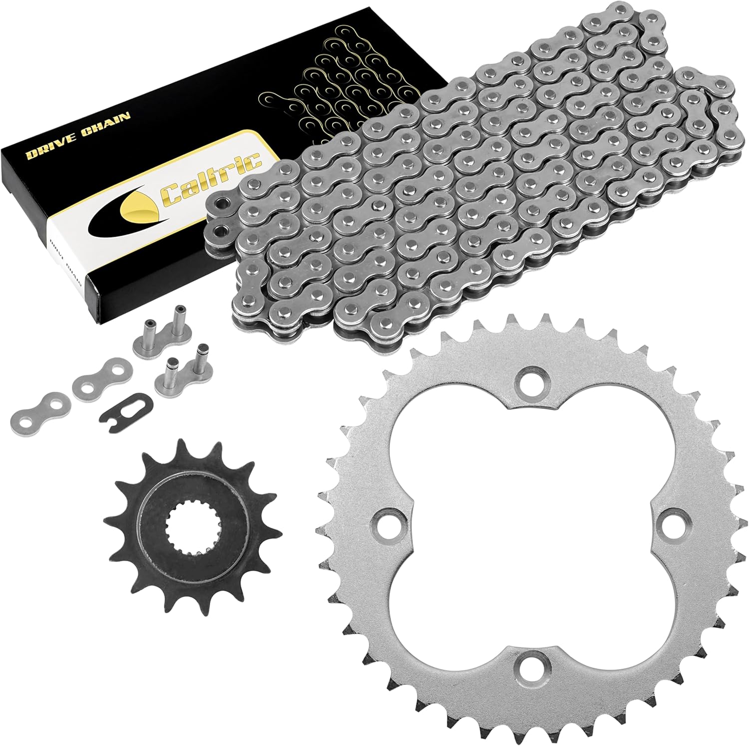 Caltric Drive Chain and Sprockets Kit Compatible with Honda TRX450R TRX 450R Sportrax 450 2X4 2004 2005