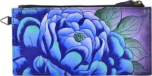 Cartera Anna by Anuschka organizadora, de cuero auténtico, cinco espacios de tarjetas de crédito, para mujer