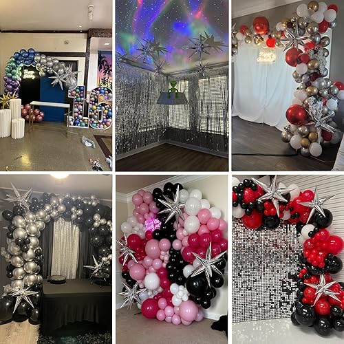 Miniatura 7 de 10 globos de estrella plateada, enormes globos de aluminio de estrella de explosión plateada para fiesta de cumpleaños, graduación, baby shower,