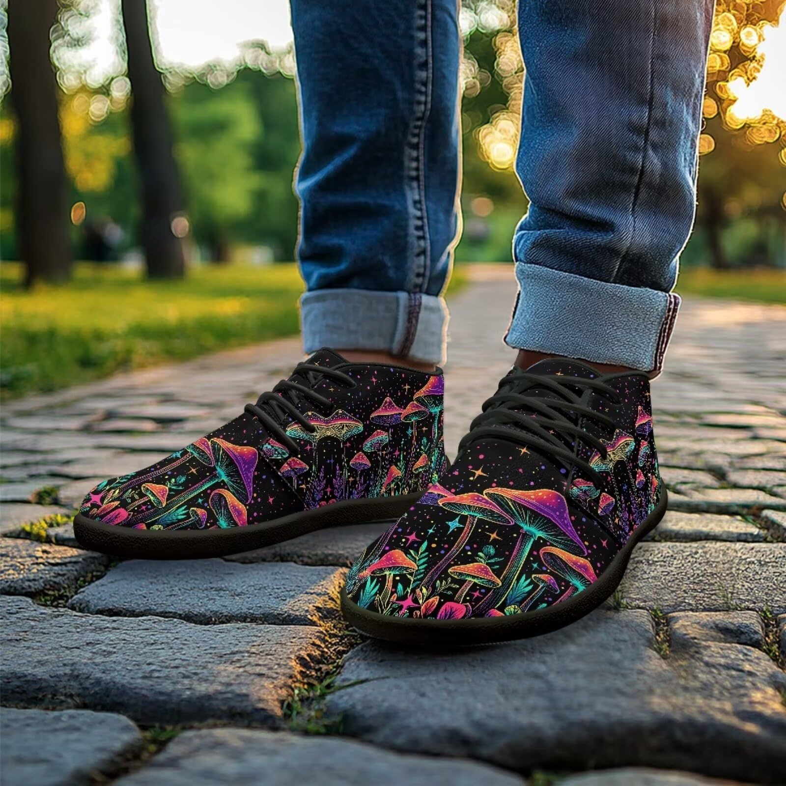 Chririnla Trail Running Shoes Bling Mushroom Womens Athletic Sneakers Closed Toe Slip On Lightweight Breathable Walking Shoe Trainer Wide Minimalist Barefoot Shoe