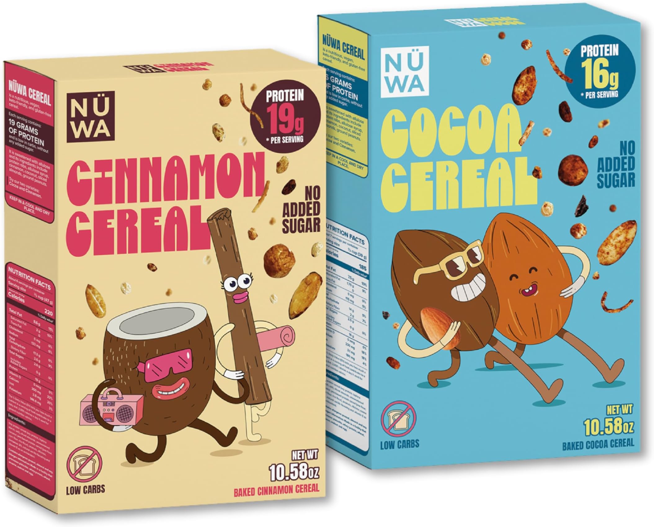 NUWA Nourishing Crunch Cereal, SugarFree, Vegan, in Cocoa