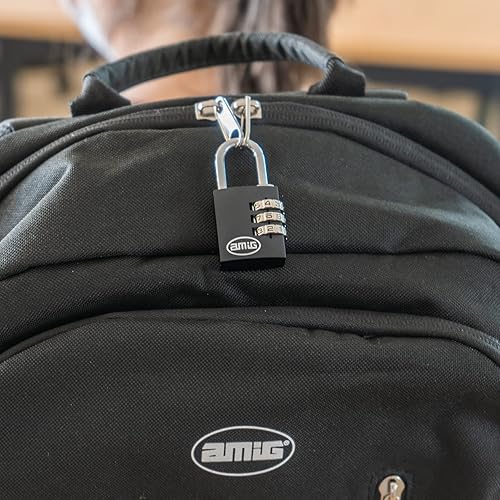 Miniatura 5 de Amig - Candado de seguridad - con combinación de dígitos - Código numérico - Sin llave - Aluminio - Negro - para taquillas de gimnasio, maletas de