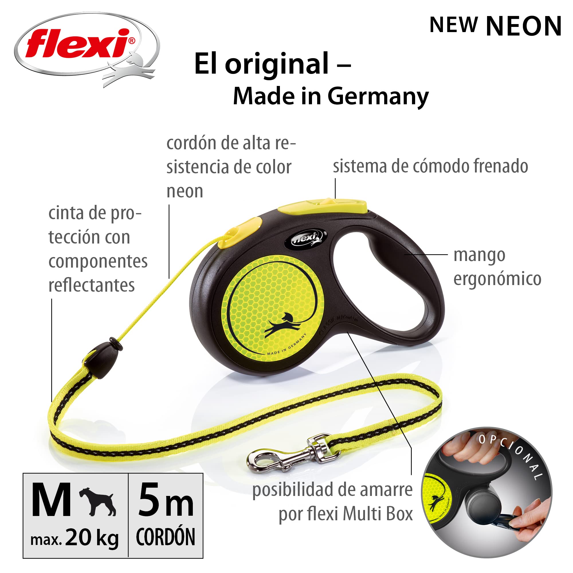 New Neon M Cordón 5 m , negro/ neon
