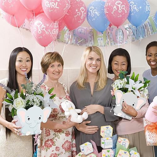 Miniatura 5 de Hushee 12 Juegos de Centros de Mesa de Flores para Baby Shower para Mesas, Decoraciones de Elefante para Baby Shower, Cajas 3D para Niños y Niñas,