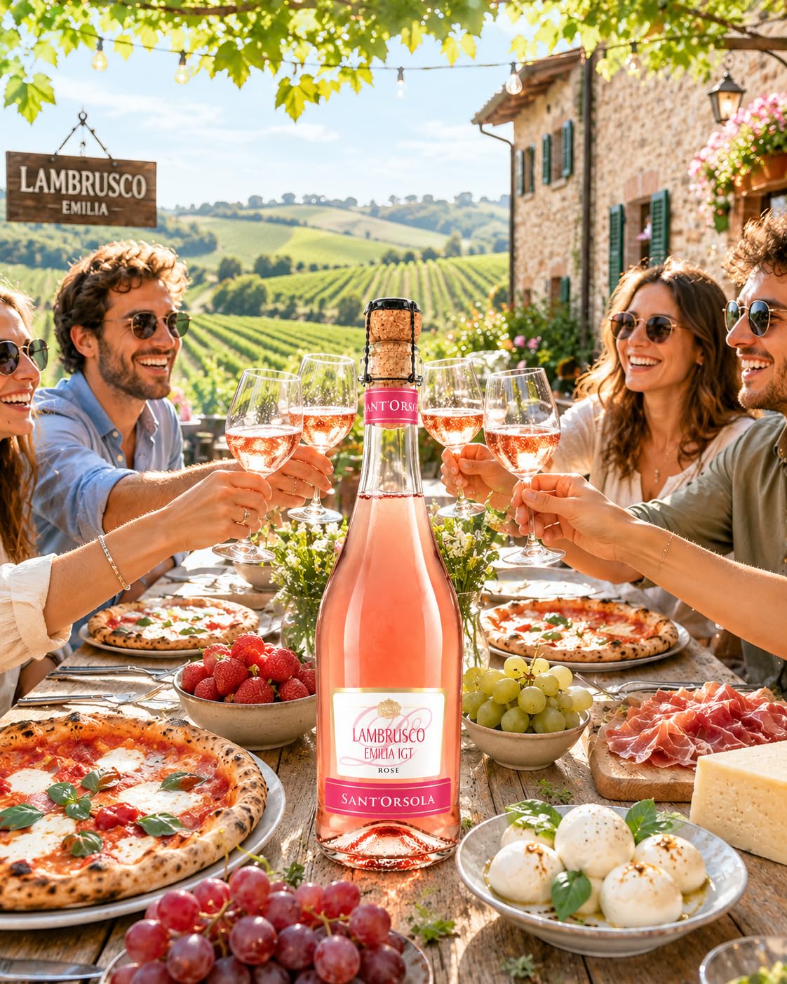 Sant'Orsola Lambrusco Emilia I.G.T. Rose Frizzante Sec Vin Petillant Italien Set de 6 Bouteilles x 75 cl
