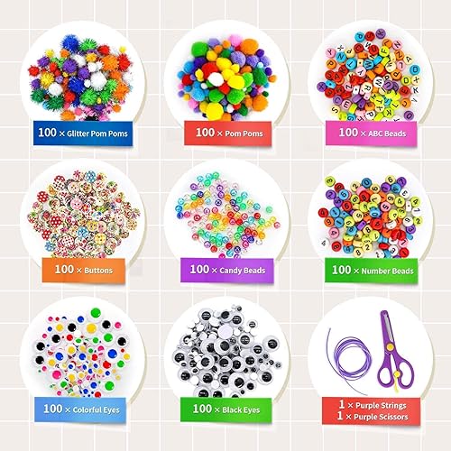 Miniatura 3 de 1405 piezas de suministros de arte y manualidades para niños, juego de suministros de arte de manualidades para niños pequeños incluye limpiadores