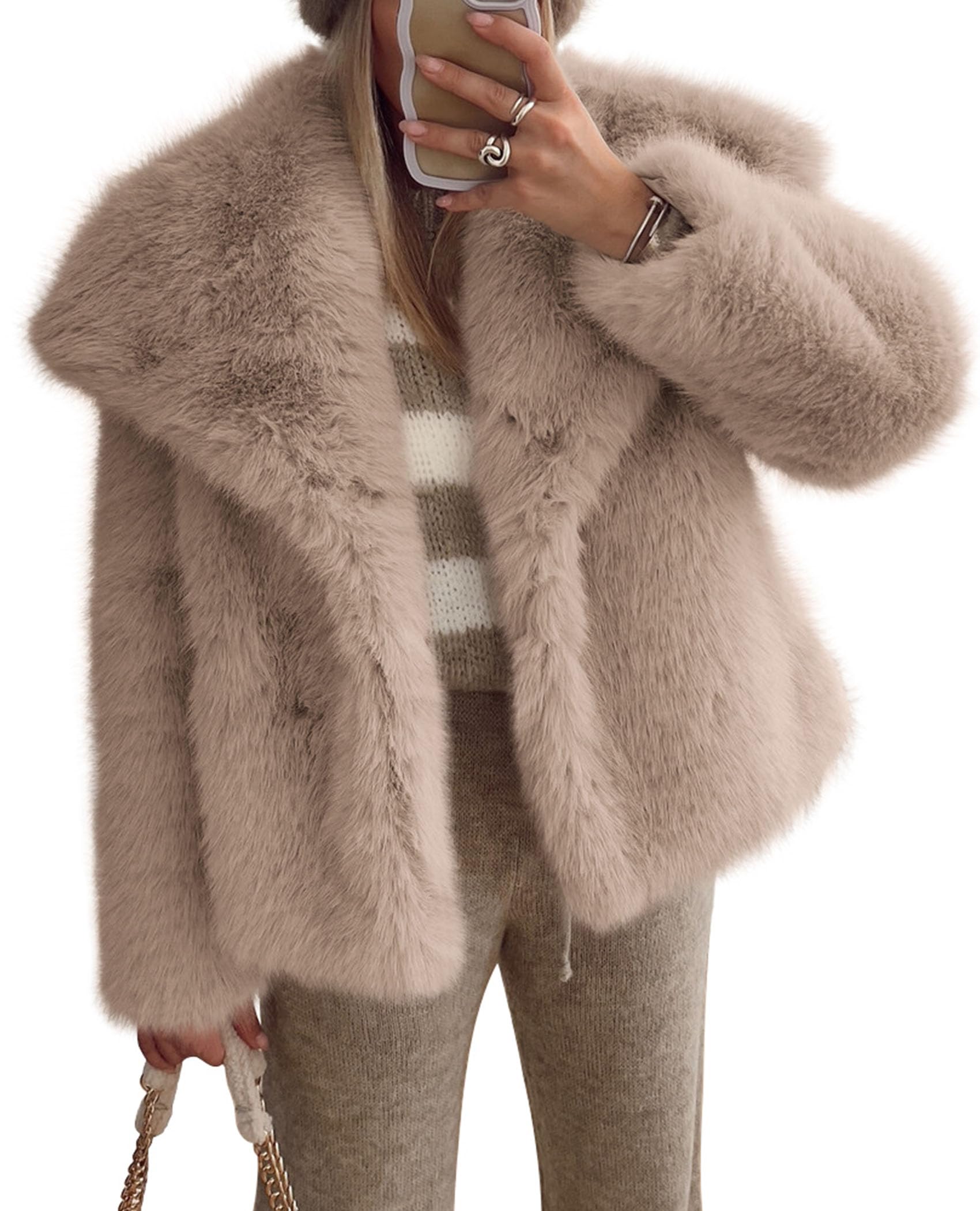 PRETTYGARDEN Furry Faux Fur Coat