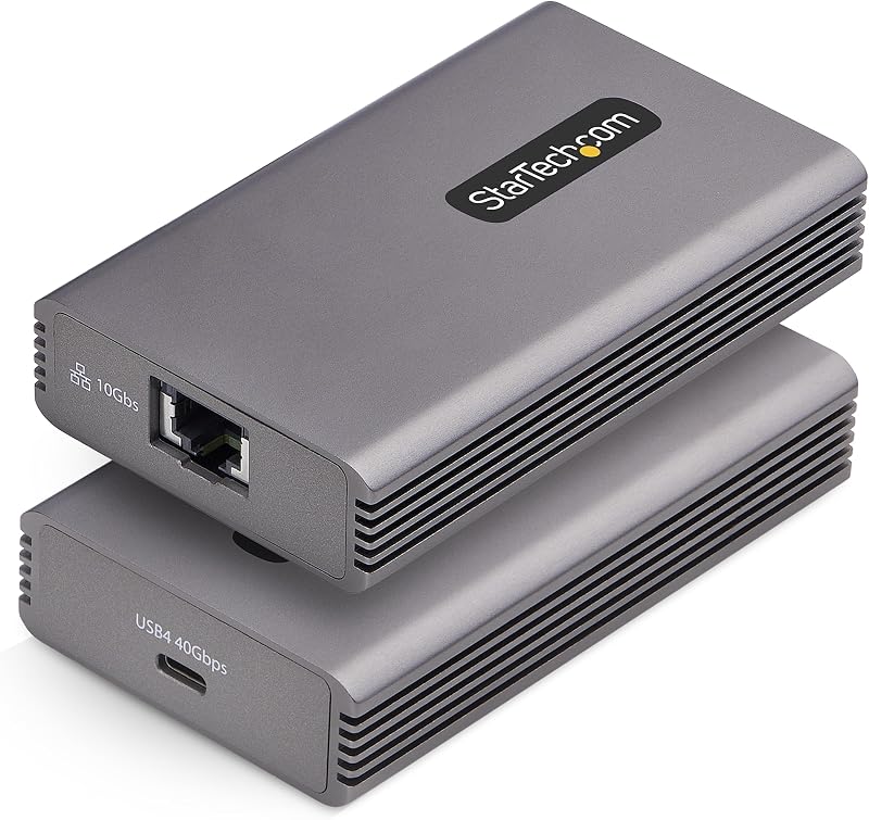StarTech Adattatore USB4 a Ethernet 10GbE, Scheda di Rete Esterna Compatibile Thunderbolt 3/4 / 5, NIC 10/5/2.5/1 Gbps /100Mbps, Windows/Mac, TAA
