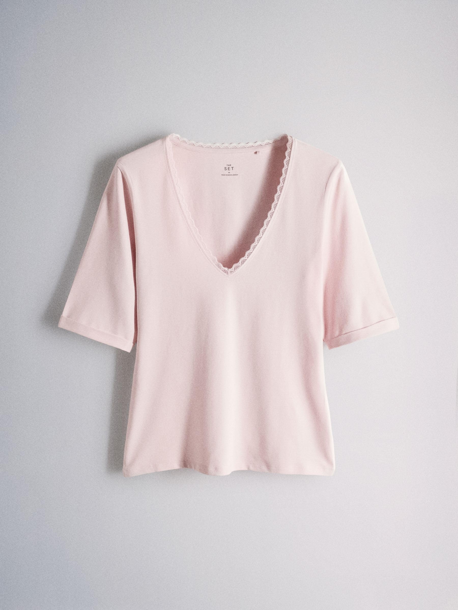THE SET Donne Confezione da 4 Top con Scollo a V in Pizzo | Adulto, e maniche tre quarti, Standard, Pull On