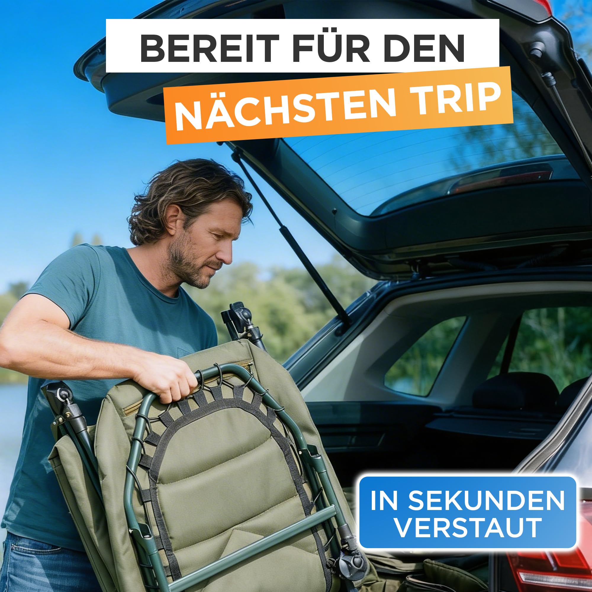 Karpfenliege [Stabil, Bequem & Leicht zu Reinigen] - Angelliege mit extragroßen Schlammfüßen, Angelliege Karpfenliege, Campingliege, Feldbett