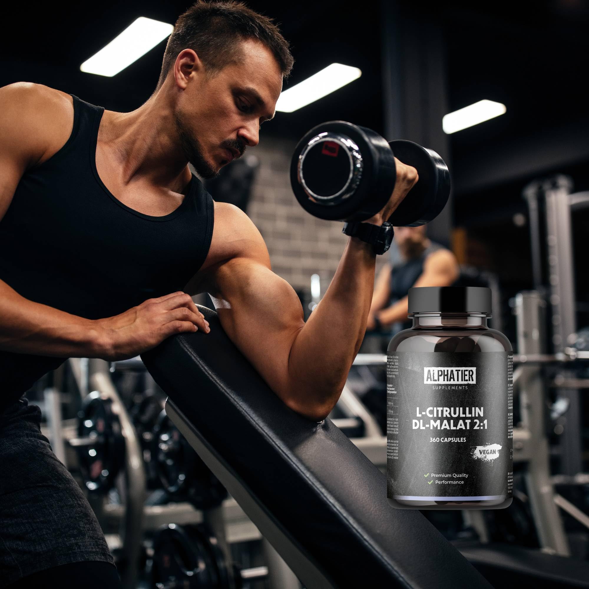 Alphatier L-Citrulline Malate Capsules - 360 Caps hautement dosées + végétalien - Champion L-Citrulline Malate DL 2:1 - Qualité Premium sans Additifs