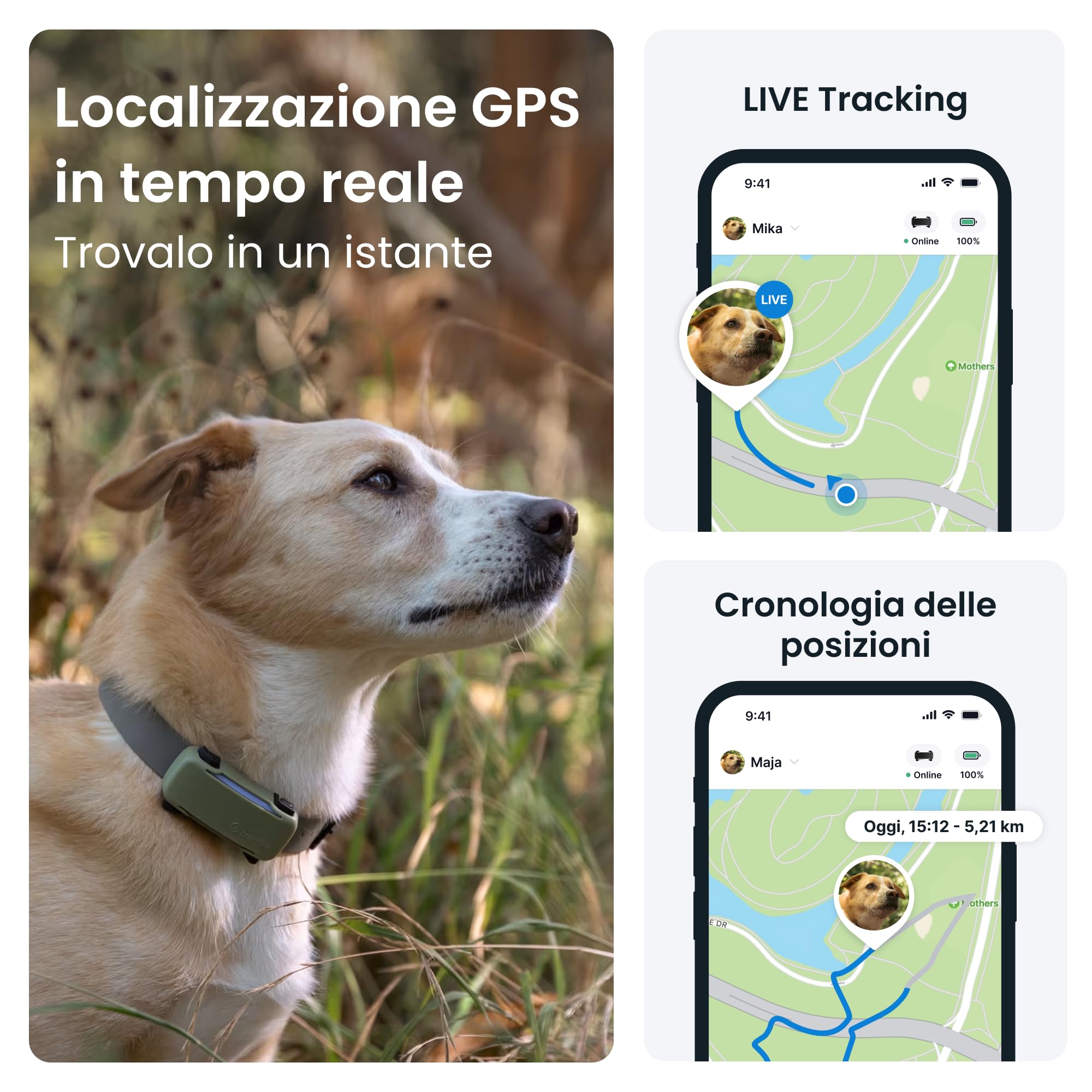 Tractive GPS Cani Intelligente - Bundle con Custodia Verde Oliva | 2025 Edizione | Localizzazione GPS in Tempo Reale | Notifiche Antifuga e Avvisi di Salute | Monitoraggio dei Parametri Vitali (Nero)