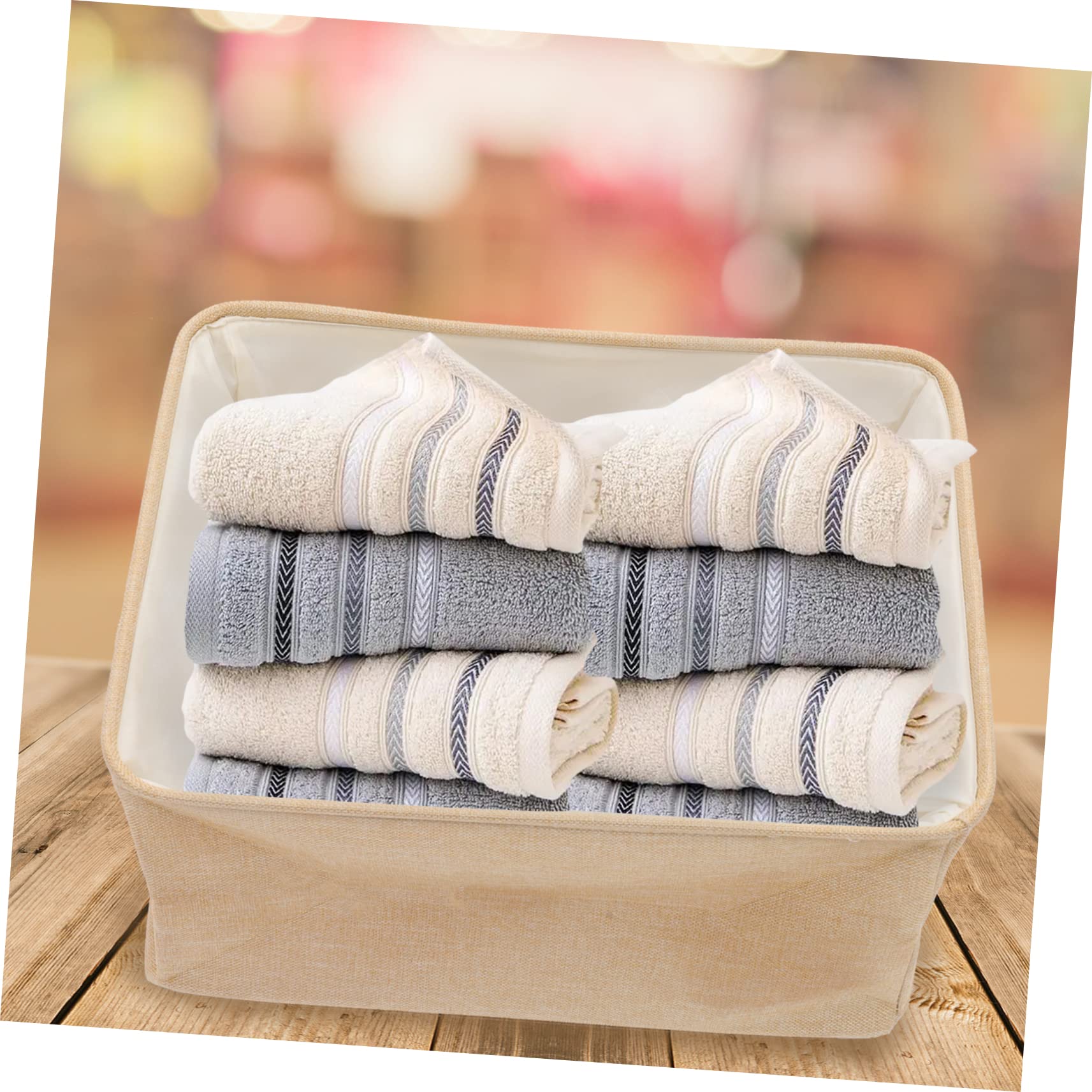 MAGICLULU Cesto Contenitore Pieghevole in Tessuto Cotone Lino Per Giochi e Vestiti Portaoggetti Da Tavolo Resistente e Pratico Per Organizzazione Casa e Bagno Beige