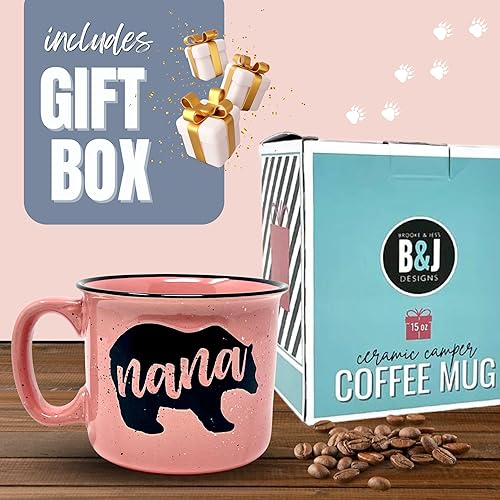 Miniatura 5 de Nana Bear Cute Coffee Mug - Grandma Gifts, Mother's Day, Christmas, Birthday (Coral)