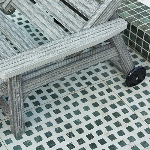 Miniatura 7 de ACUEL Chaise Lounge, silla de descanso de polietileno de alta densidad para exteriores con ruedas, reposabrazos y respaldo ajustable, impermeable, a