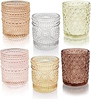 SHMILMH 24-Pack Fall Votive Candle Holders: 6 Colors, 3 Patterns Glass Tealight Holders for Weddings, Parties & Table Centerpieces