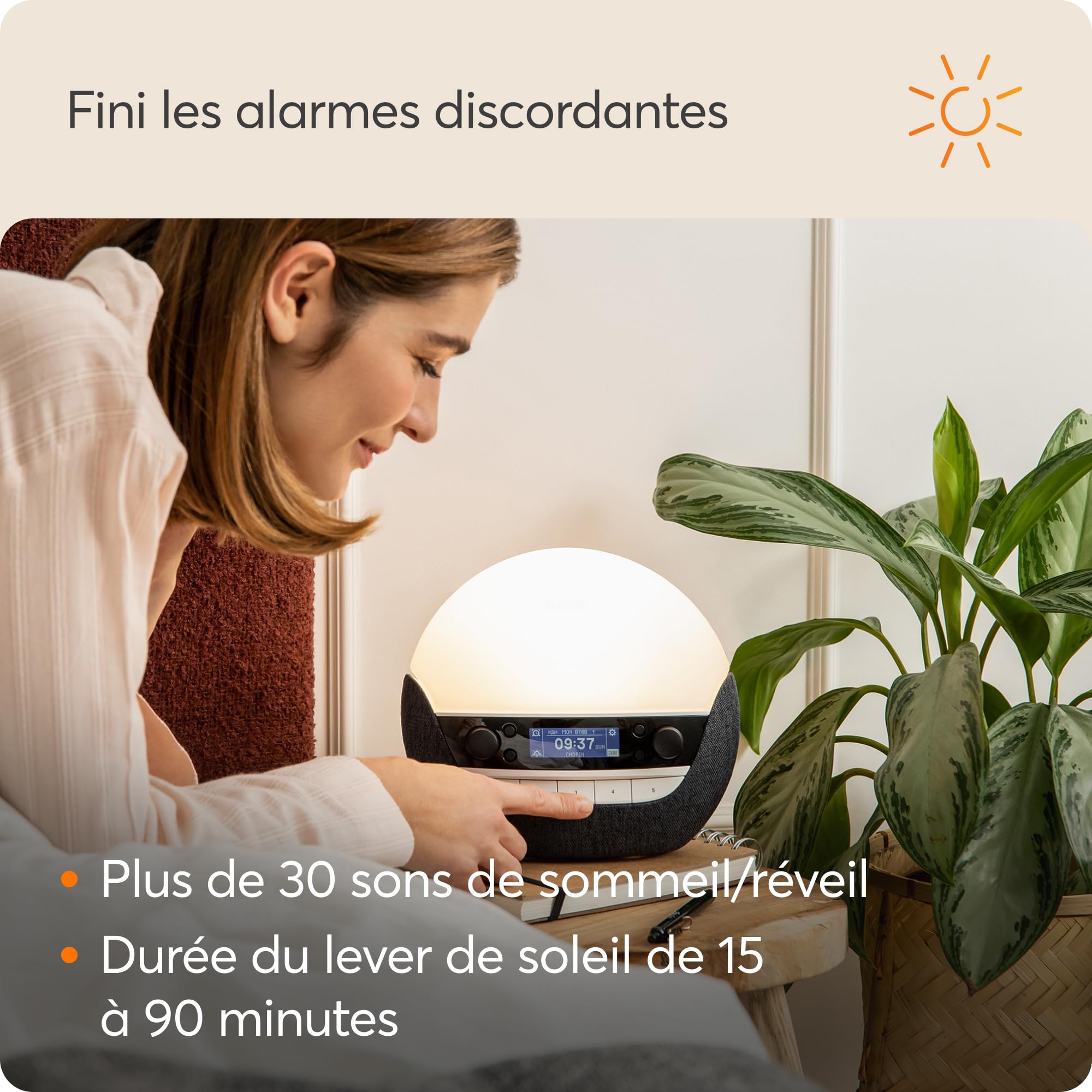 Lumie Bodyclock Luxe 750DAB - Réveil lumineux avec radio DAB, enceintes Bluetooth, lumière faible en bleu pour le sommeil