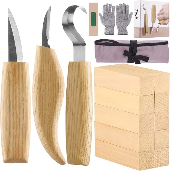 Fuyit Kit di Strumenti per Intaglio del Legno 17 Pezzi