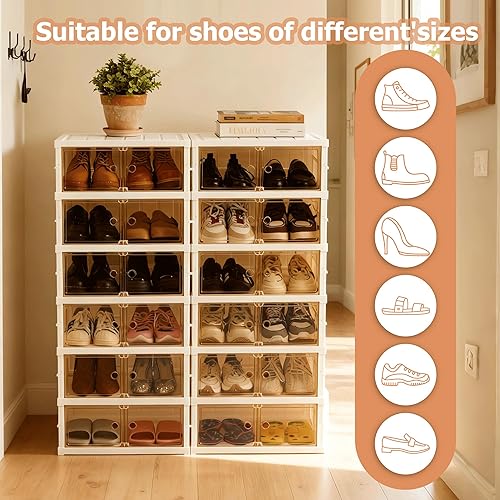 Miniatura 4 de Zapatero plegable con dispositivo de almacenamiento, armario plegable de plástico grande, fácil de montar, zapatero con hebilla magnética de puerta