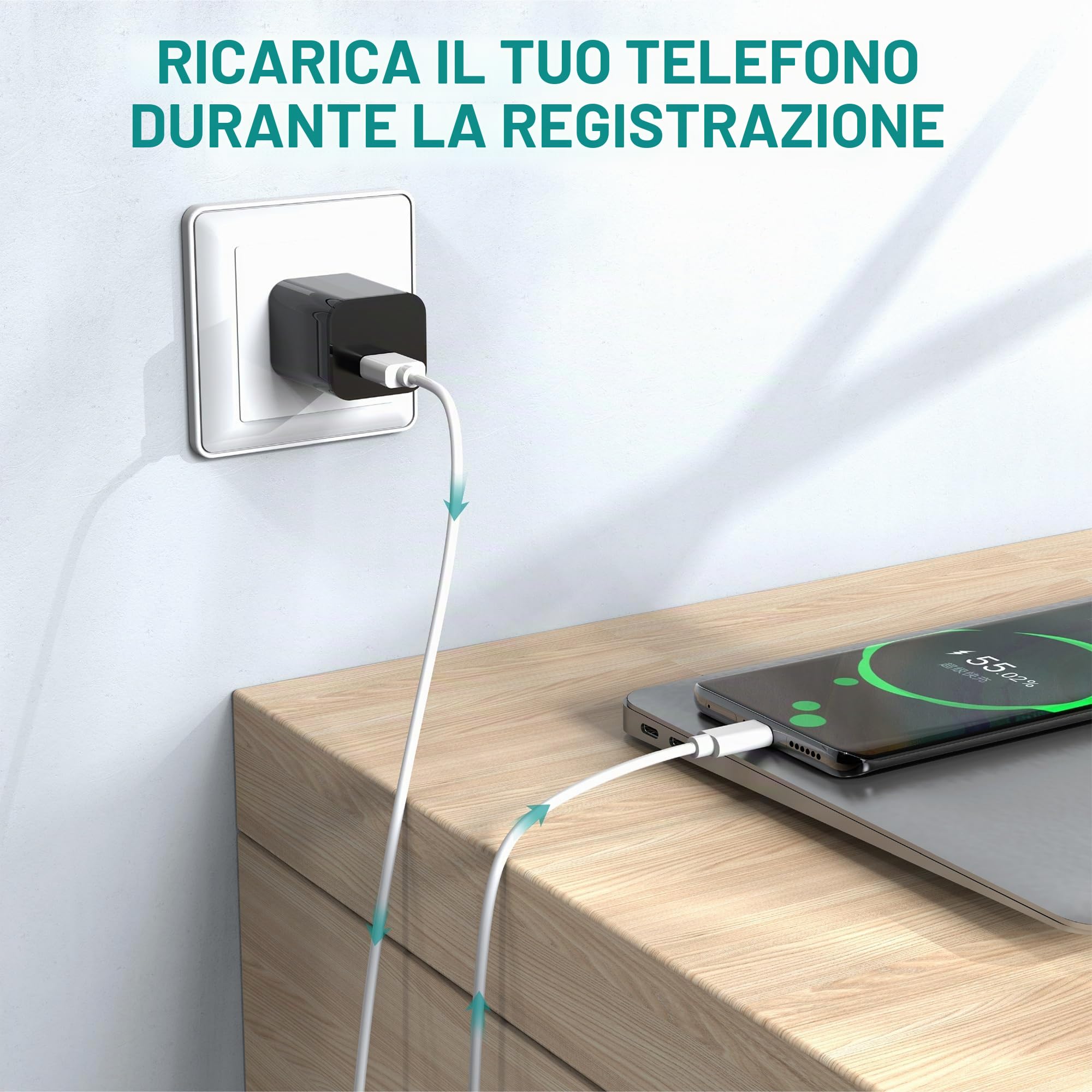 DUVIX Telecamera Spia Nascosta 64GB con Caricatore USB, 1080P HD Telecamera di Sorveglianza con Rilevazione di Movimento e Visione Notturna, Mini Telecamera Sicurezza Portatile per Casa e Ufficio