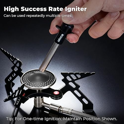 Miniatura 2 de Alocs Estufa de mochilero de 2800 W, estufa portátil para acampar con encendido, mini estufa de campamento con adaptador de butano, estufa de gas