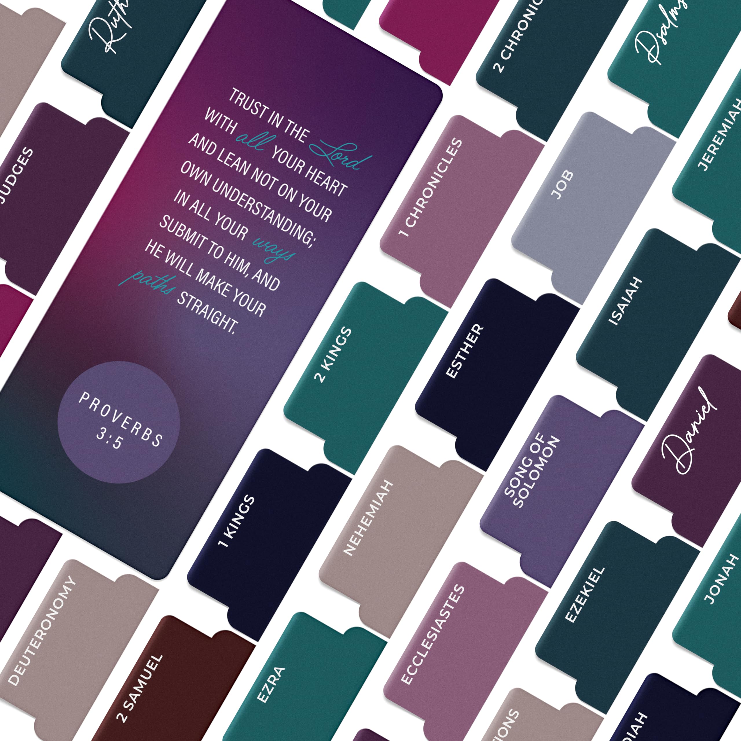 OFFILICIOUS Bible Book Tabs, 100 Soft-Touch, Laminated Bible Tabs for Jesus Bible, Durable Tabs for Bible, Protestant & Catholic Bible Tabs Large Print, Purple & Blue Bible Tabs for Women & Men