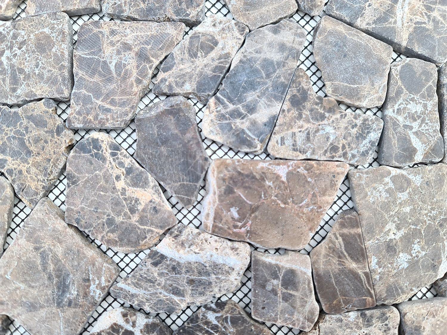 Mosaik Bruch/Ciot uni Castanao Marmor Naturstein Küche, Mosaikstein Format: 15-69x7 mm, Mattengröße: 305x305 mm, 10 Matten