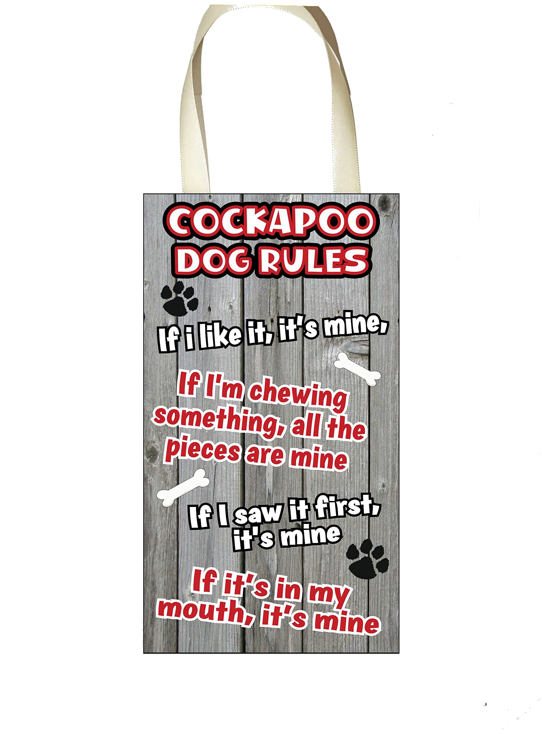 Decalarama Berry Cockapoo Plaque/Sign Gift – Dog Rules – If I Like It It's Mine – Cute Novelty Fun Birthday