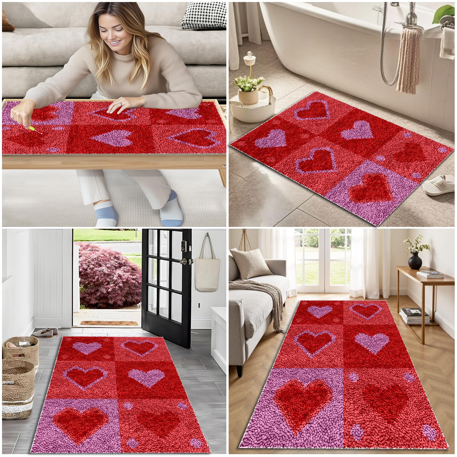 130 x 150 cm Kits de Alfombra Gancho Pestillo, Kit Ganchillo para Principiantes, Kit De Punto De Cruz Fabricación Alfombras para Adultos y Principiantes, 3D Latch Hook Manualidades Kits