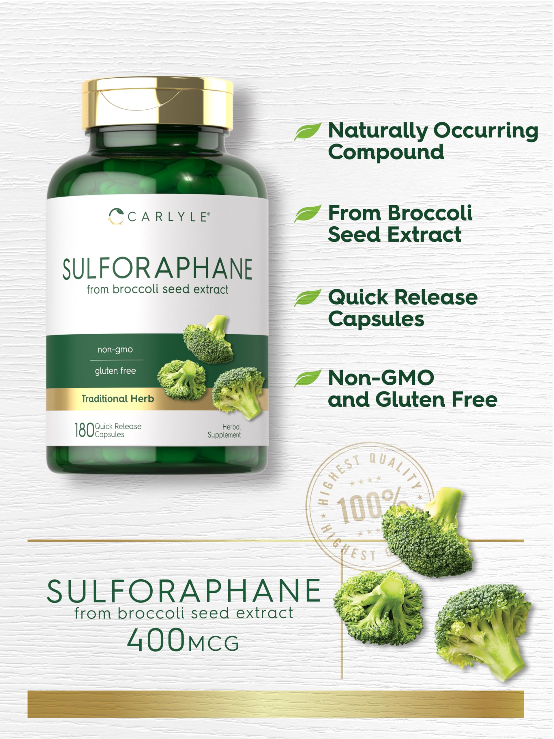 Carlyle Sulforaphane Supplement | 400 mcg | 180 Capsules — Amazon image 4