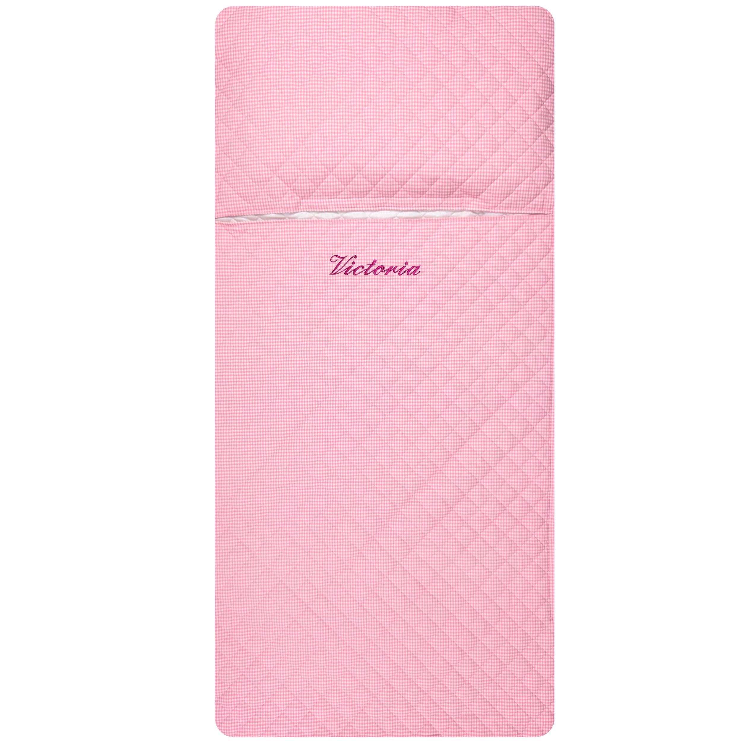 Panini Tessuti Sac de Couchage brodé pour Les bébés de 2 à 6 Ans - Tissu matelassé 100% Coton - Made in Italy (Sac de Couchage Square Rose)