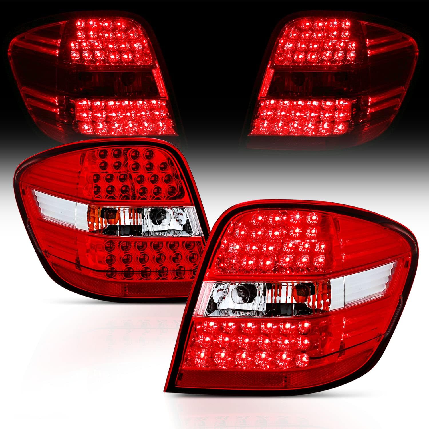 AmeriLite Led Taillights Red/Clear for Mercedes BenzM Class W164 - Passenger and Driver Side