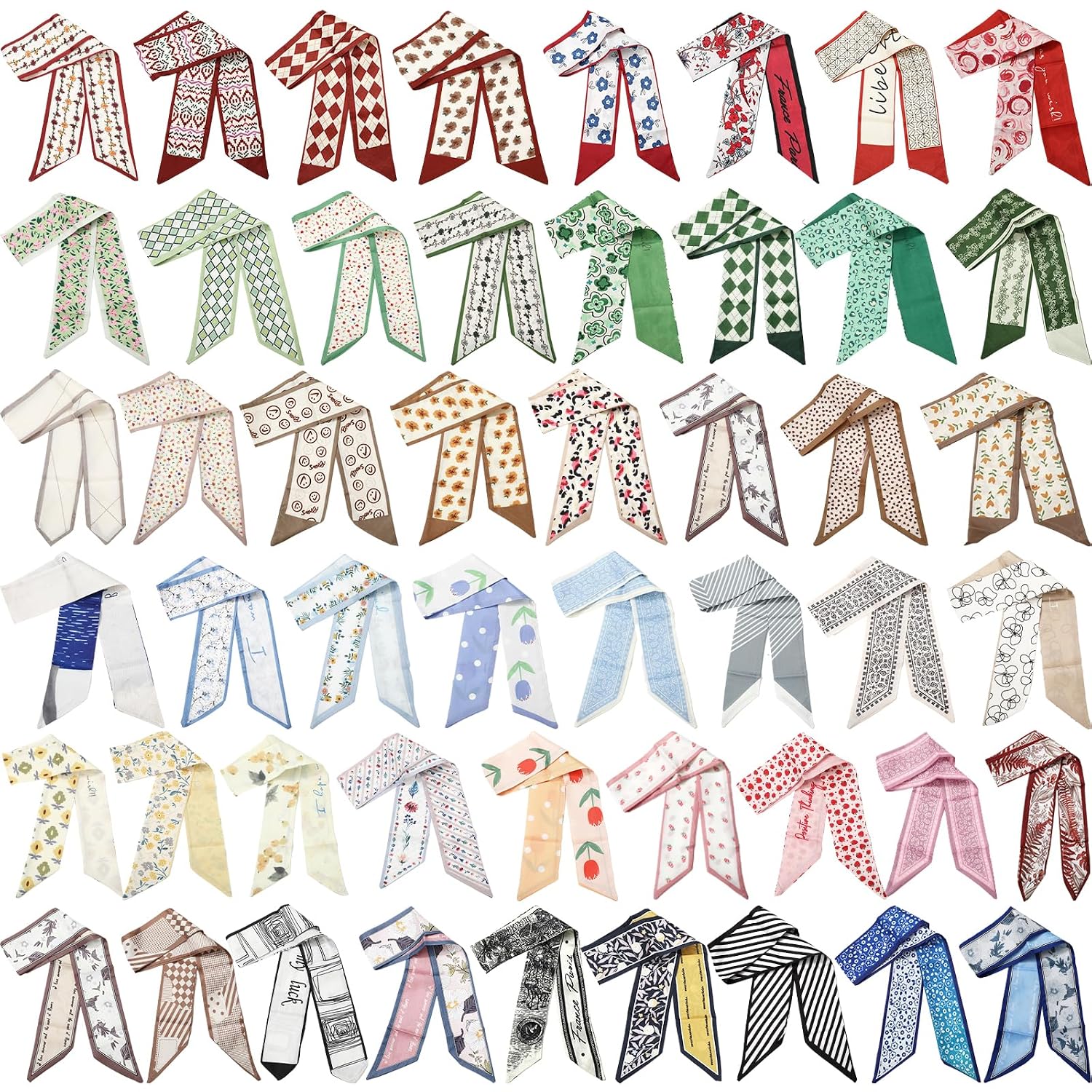 FYSUIMU 50Pcs Purse Scarf Bulk Headband for Women Hair Assorted Handbag Ribbons Head Neckerchief Charm for Decoration