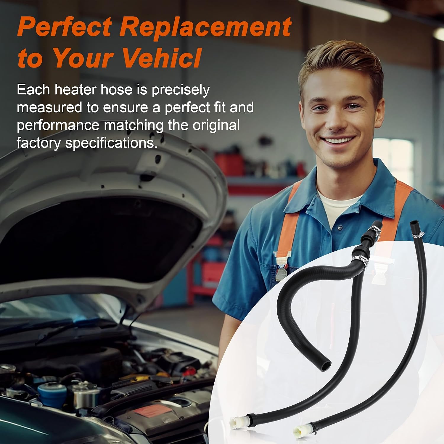 Meonum HVAC Engine Heater Inlet & Lower Radiator Outlet Hose, Compatible with Select/Cadillac/Chevrolet/GMC Models, Branch Heater Core Hose Assembly, Coolant Recovery Pipe