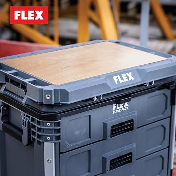 FLEX - Stack Pack Tool Storage System - Worktop - 533245 - Made with Robust, Renewable Plywood Panel - Contains Storage Compartments and Holders for Work Tools