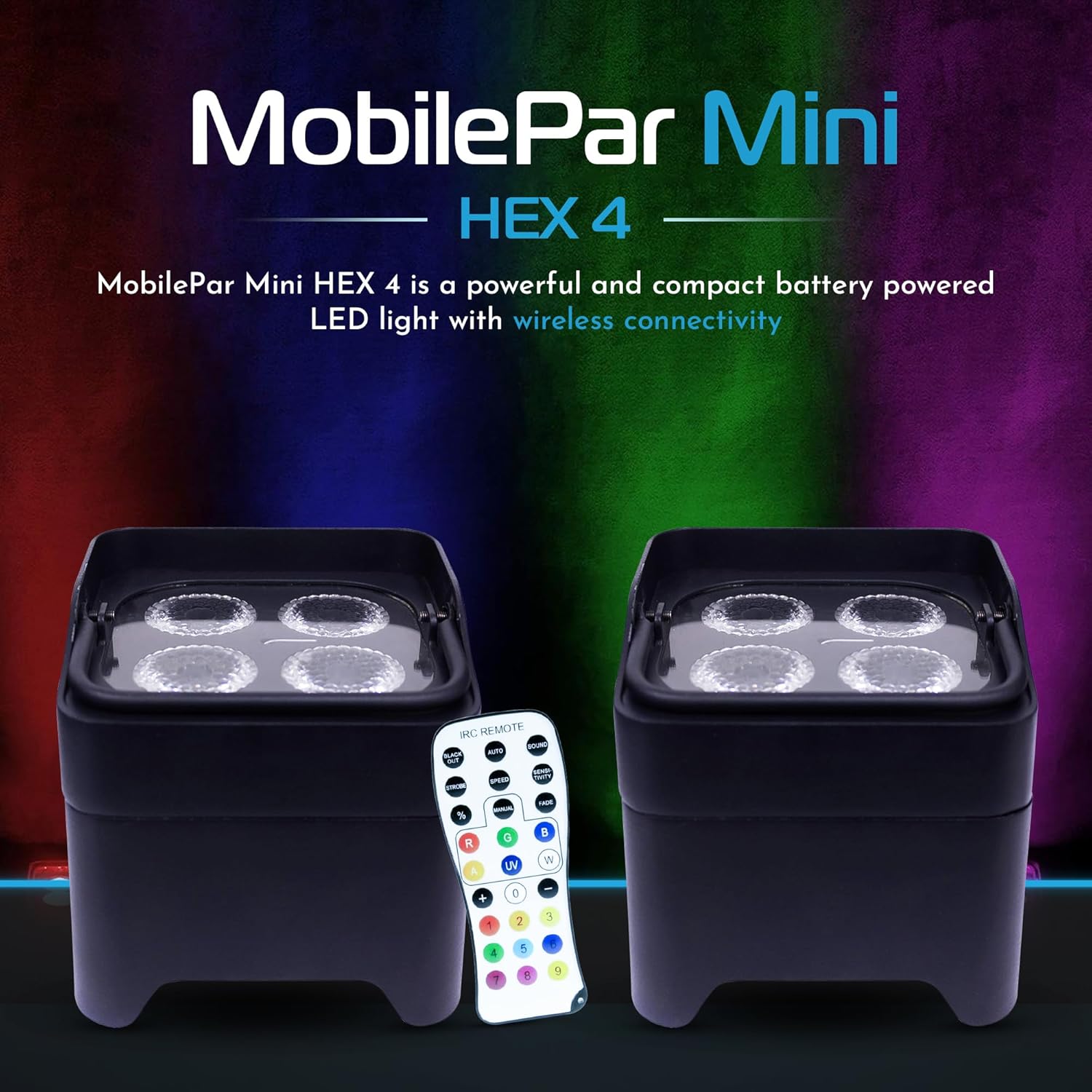 ColorKey MobilePar Mini Hex 4 Wireless Battery Powered RGBAW+UV Uplight DJ Light (CKW-6020B)