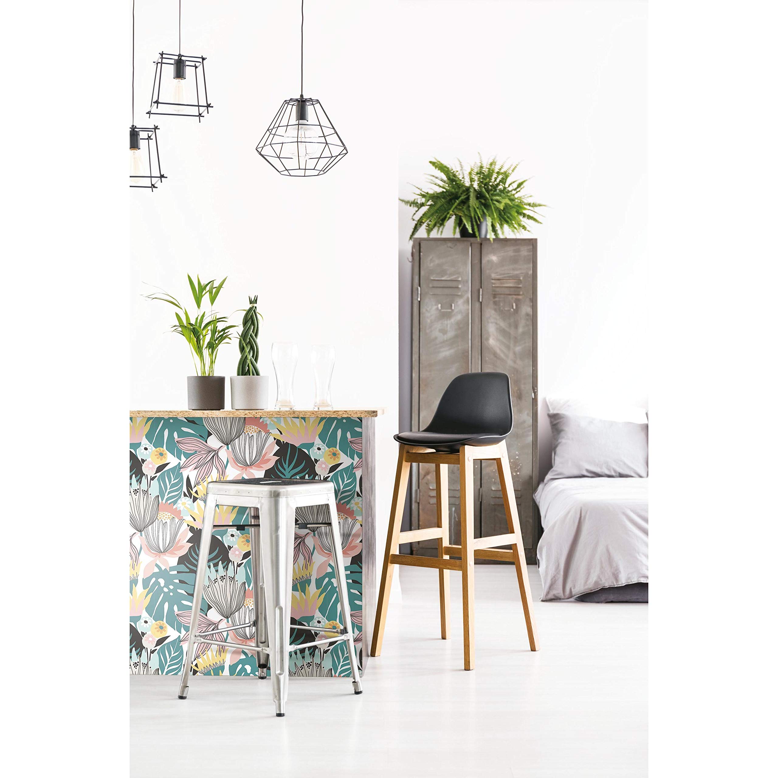 RoomMates Retro Yellow Green Tropical Leaves Wallpaper RMK11846WP, Yellow, Green, Sample - Image 3
