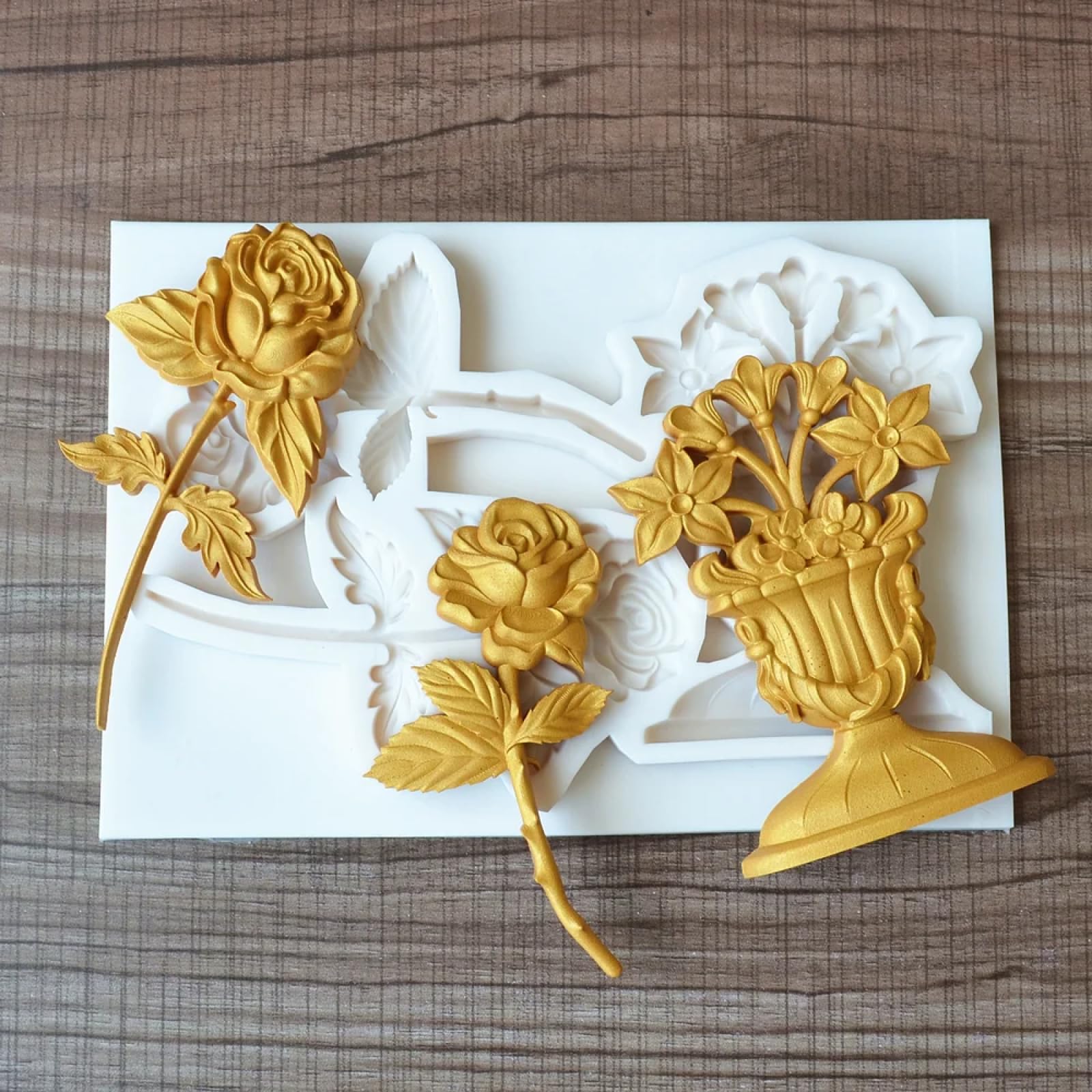 Molde de silicona para hacer fondant, 19,5 x 13 x 1,3 cm, molde de silicona para tartas, herramientas de decoración para hornear rosas, suministros hechos a mano para hacer flores, moldes para fondant