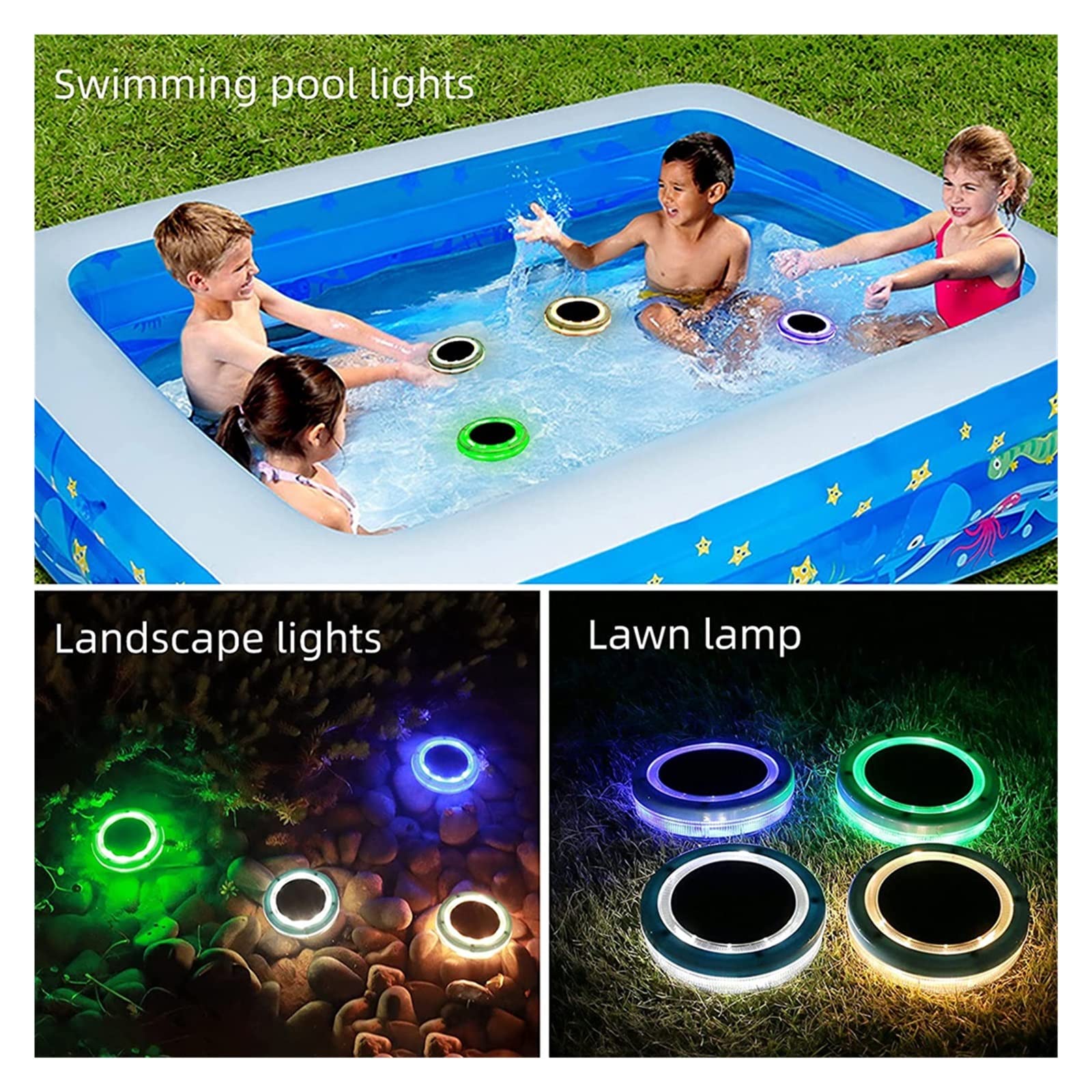 Solar-LED-Poolbeleuchtung, schwimmend, wasserdicht, Teichbeleuchtung, Unterwasser-Schwimmbadlampe, Garten, blaue Schwimm-Außenpoolbeleuchtung Wasserdicht Sicher(Green light,4PCS)