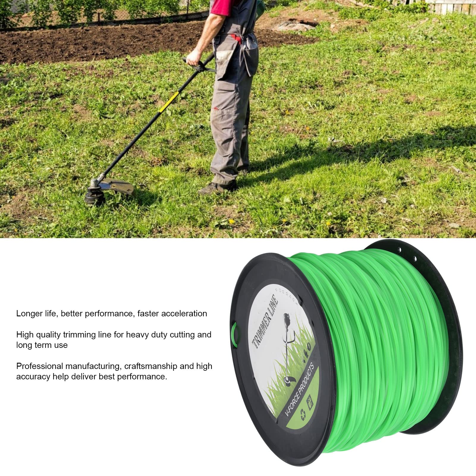 Bobina di Ricambio per Filo da Taglio, 2,0 Mm 372 Metri Filo per Tosaerba Filo per Tosaerba Filo Verde per per Ryobi per