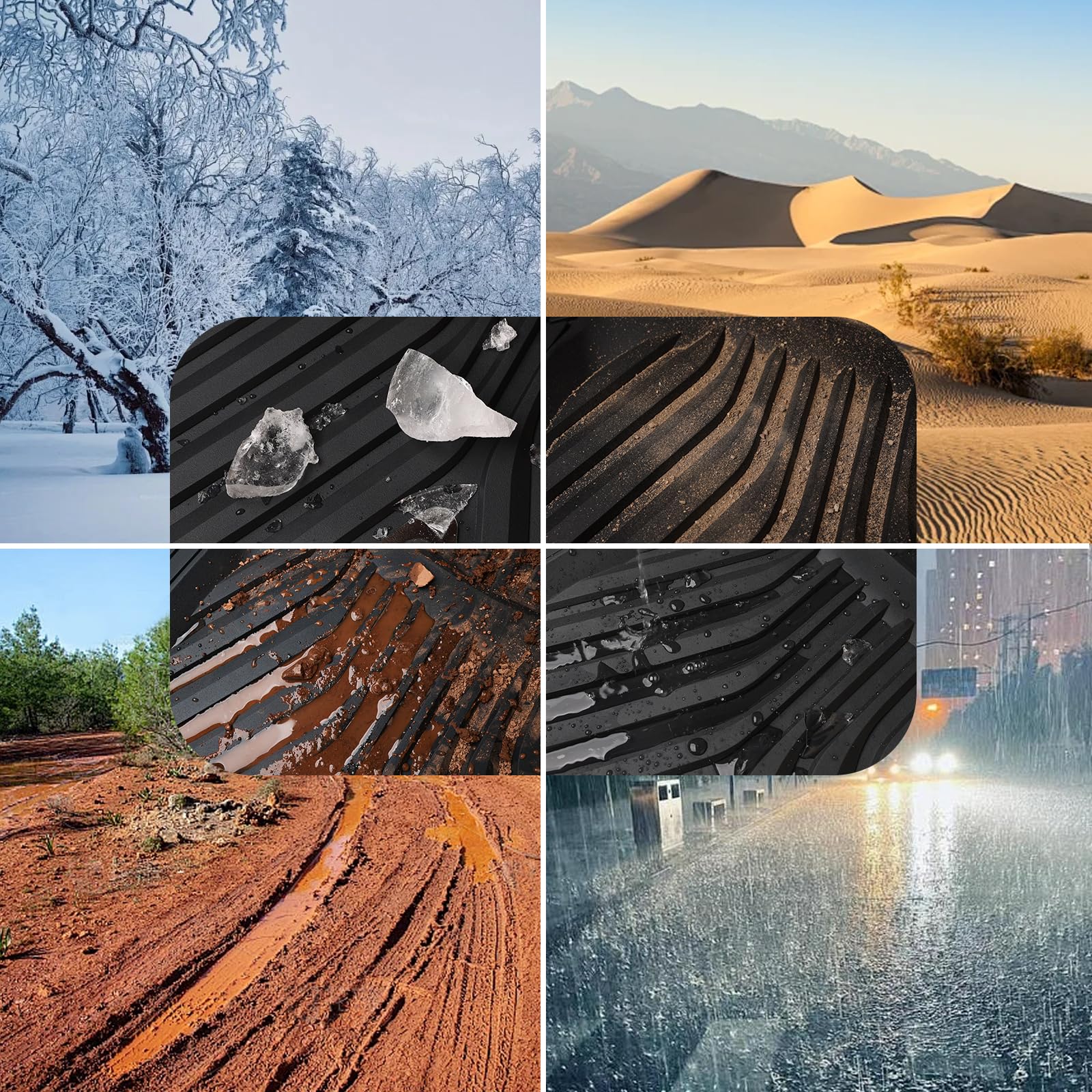 August Auto Heavy Duty Rubber Floor Mats Durable All Weather Black with Silver Aluminum Car Mats with Deep — view 9