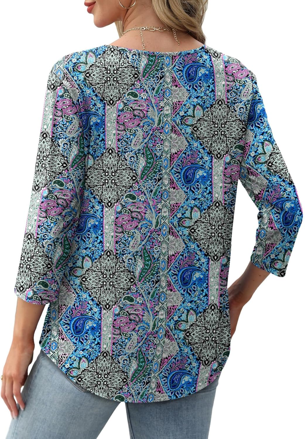 OFEEFAN 3/4 Length Sleeve Womens Tops Dressy Casual Women's Clothing Spring Outfits for Women 2026 Beach Vacation Clothes - Image 5