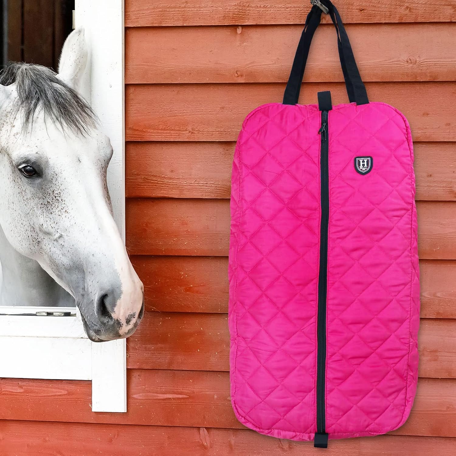 Harrison Howard Bridle/Halter Bag with 3 Prong Tack Rack Quilted Horse Tack Carry Bag Rose Red : Pet Supplies