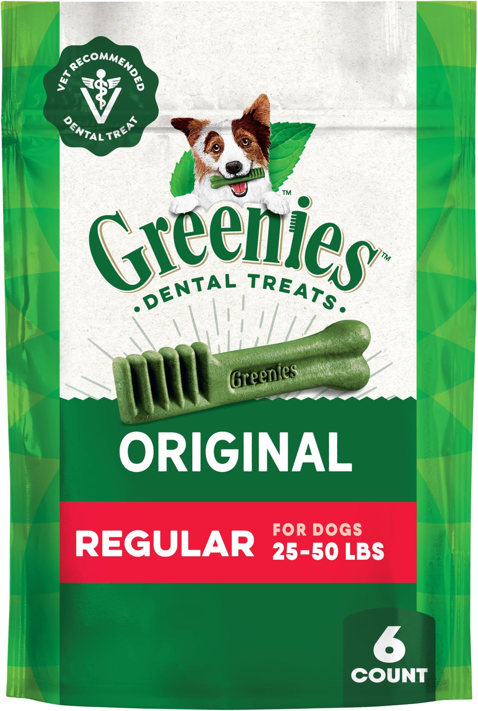 Greenies Mini Treat Pak 6-Ounce Canine Dental Chews for Adult Dogs, Regular