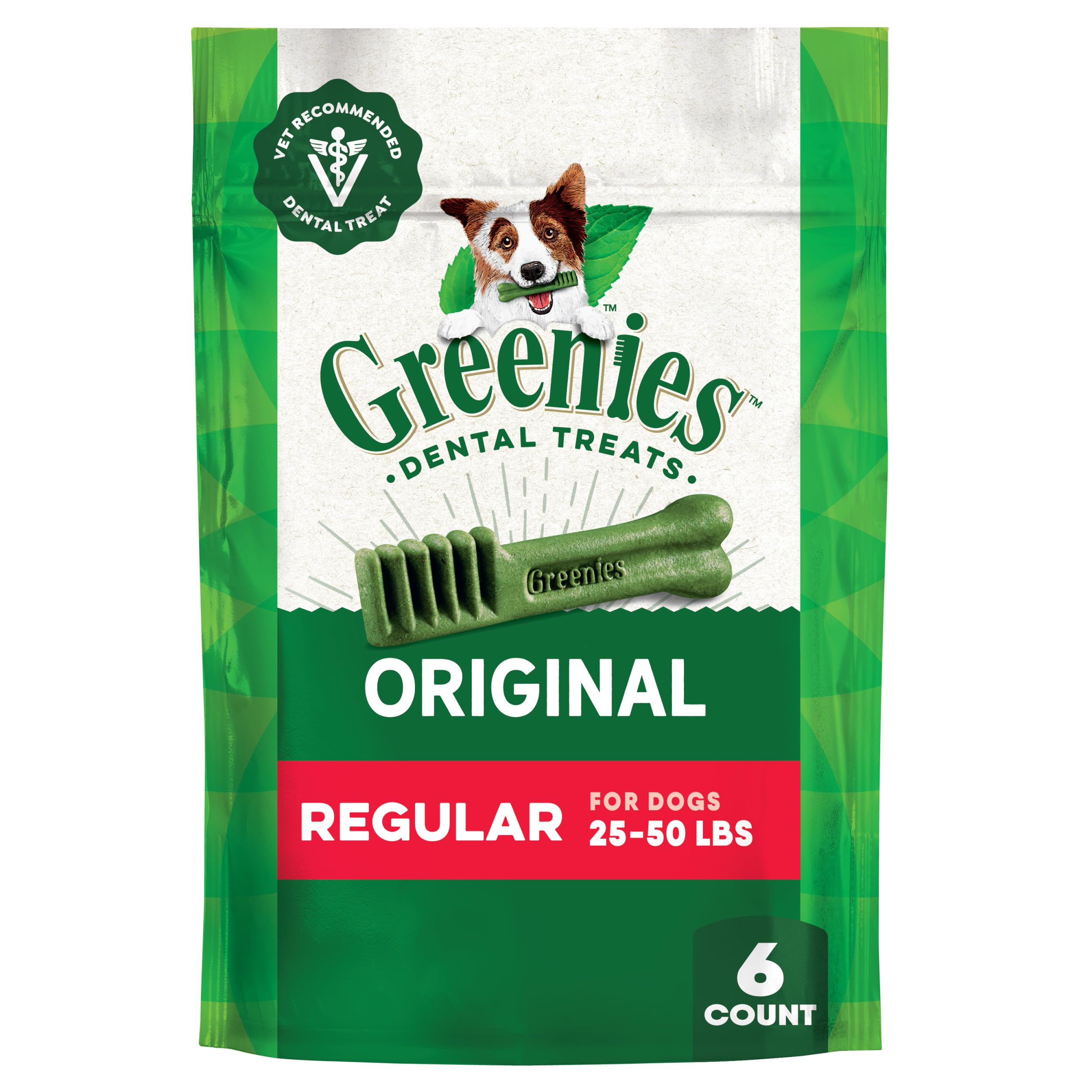 Greenies Mini Treat Pak 6-Ounce Canine Dental Chews for Adult Dogs, Regular