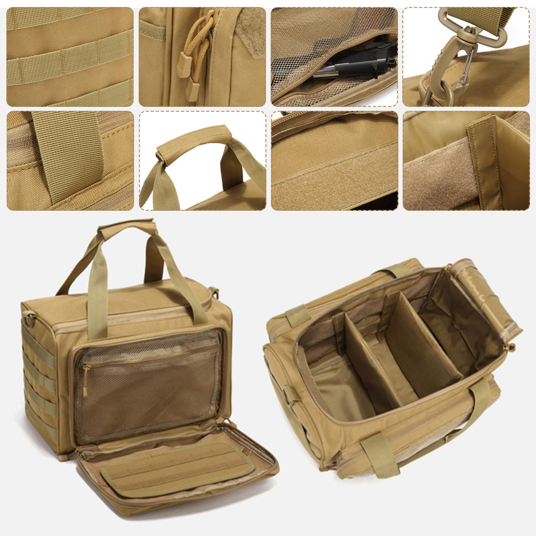 Yeory Bolsa de Gama de Armas, Bolsas de Lona de Rango de Tela de Oxford, Bolsa de Tiro de Pistola con Compartimentos, Transporte