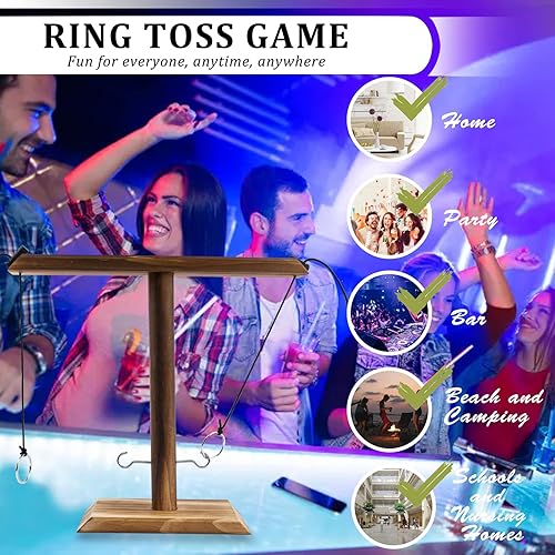 Miniatura 2 de Juego de lanzamiento de anillos para adultos, juego de gancho y anillo para adultos, juego de anillos para interiores y exteriores en una cuerda,