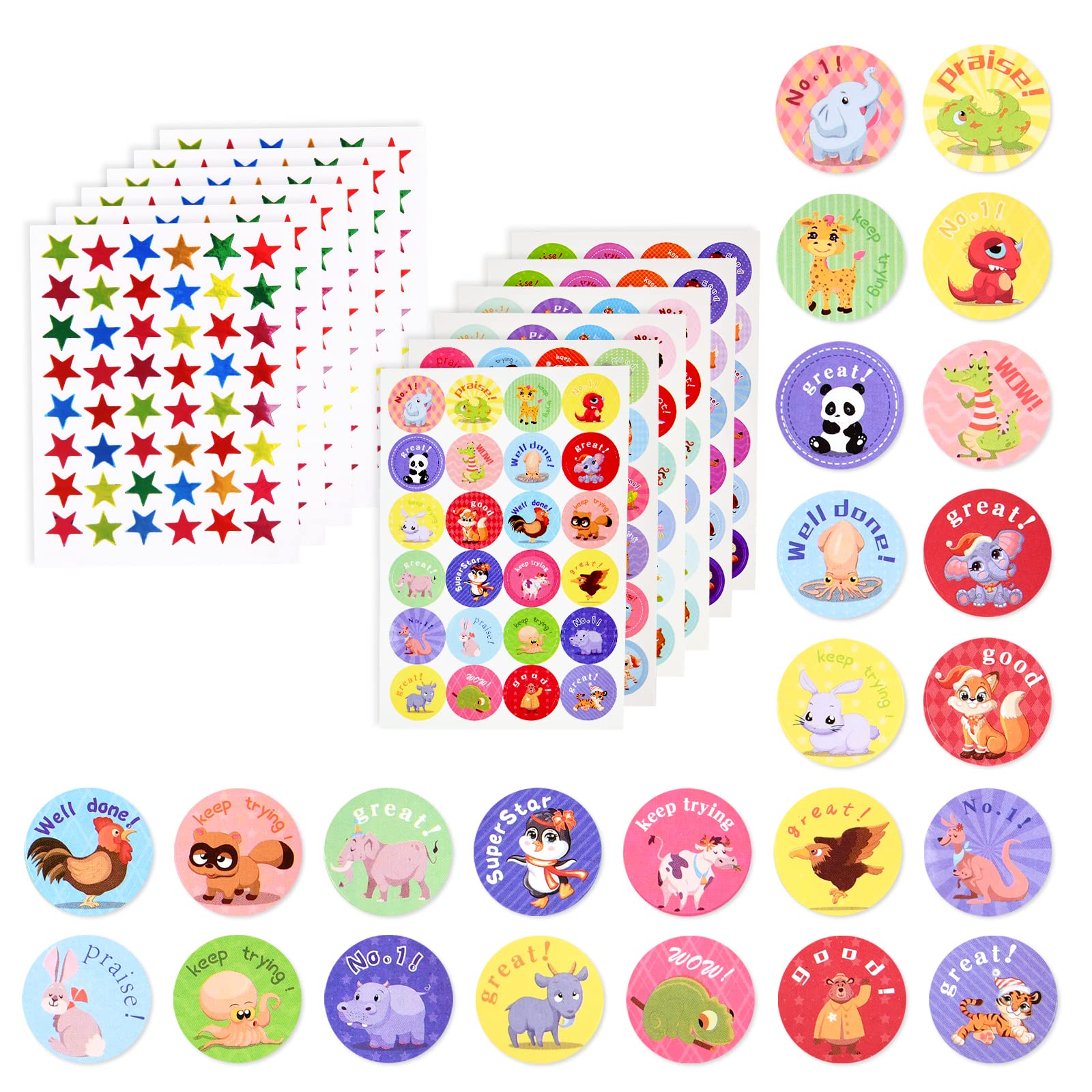 Vicloon Adesivi Premio, 30 Foglio Per Bambini, 1200Pcs Per Ricompense Insegnanti, Motivazionali Per Grafico Ricompensa, Elogia, Scuola, Classe